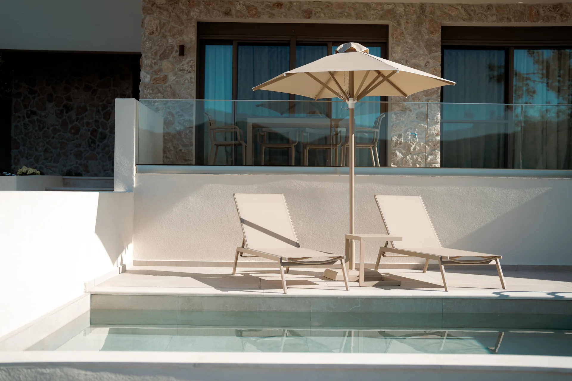 Private pool with sea view at AKTIS